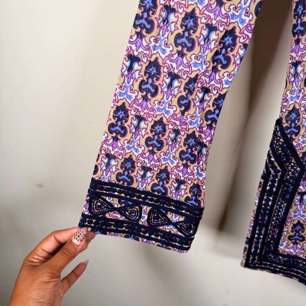 Tory Burch Damask Crochet Trim Tunic Top Sz 4 Boho Resort Wear preppy designer - Picture 5 of 14
